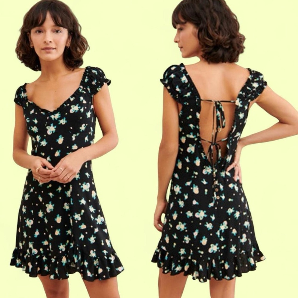 Free People Like A Lady Ruffled Mini Tie Back Sundress EUC